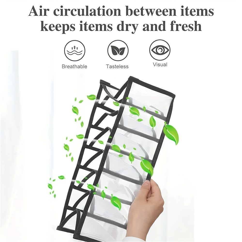 3-Pack Elegant Non-Woven Fabric Mesh Storage Bins, Foldable Underwear and Pants Organizer for Closet, Space-Saving Drawer Divider for Jeans and Apparel