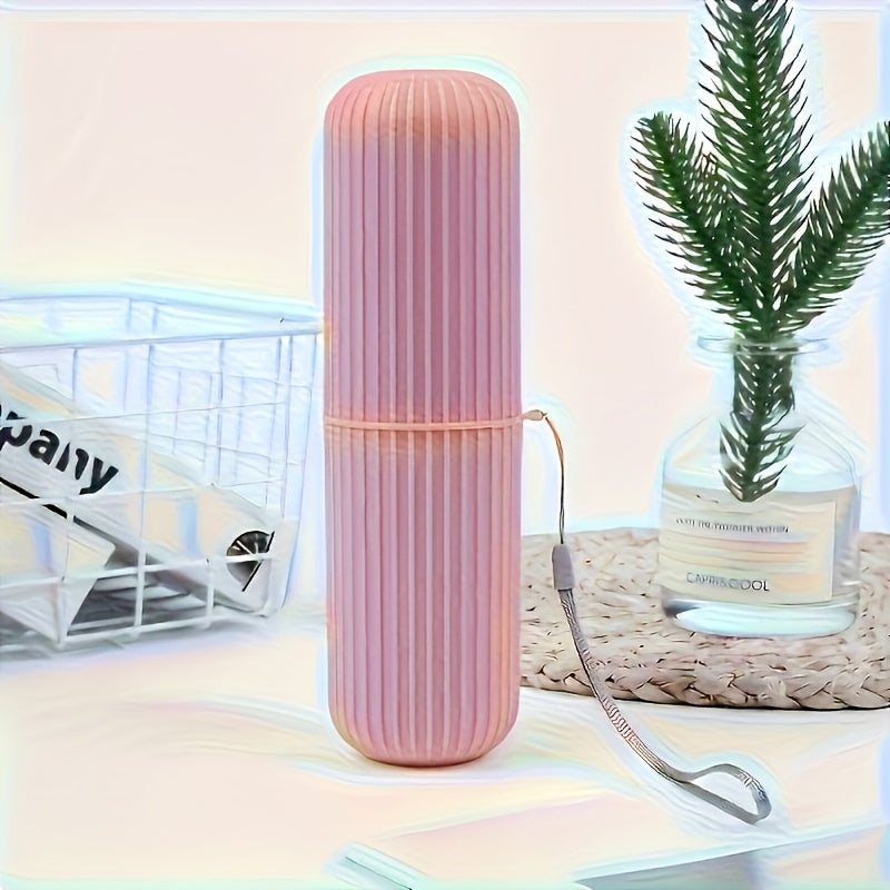 Set de voyage pour brossage dentaire, compact et durable, avec étui, gobelet et porte-dentifrice, idéal pour déplacements et cadeaux.