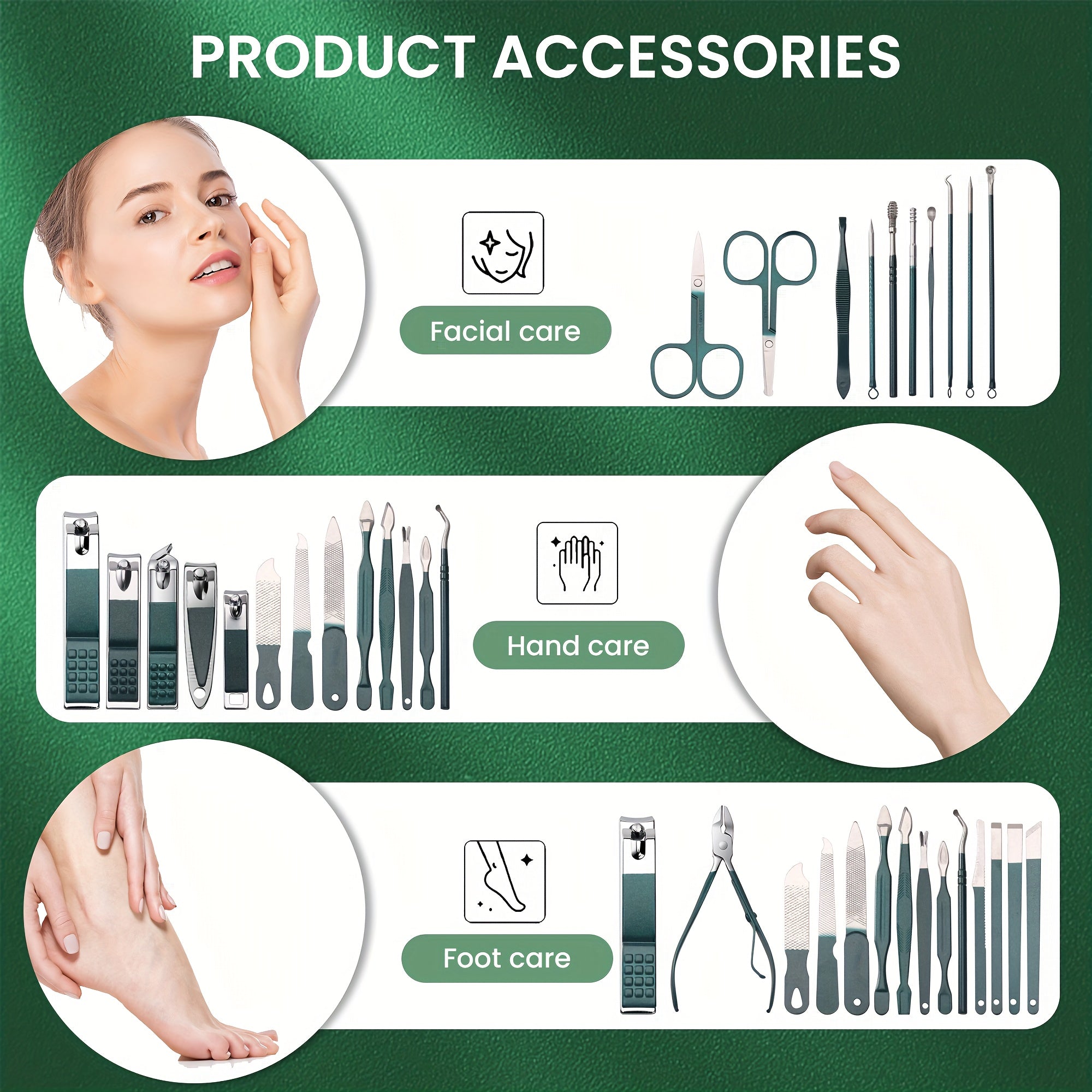 Lot de 30 kits manucure luxe en acier inoxydable, outils complets avec étuis portables, parfaits pour soins mains, pieds et visage.