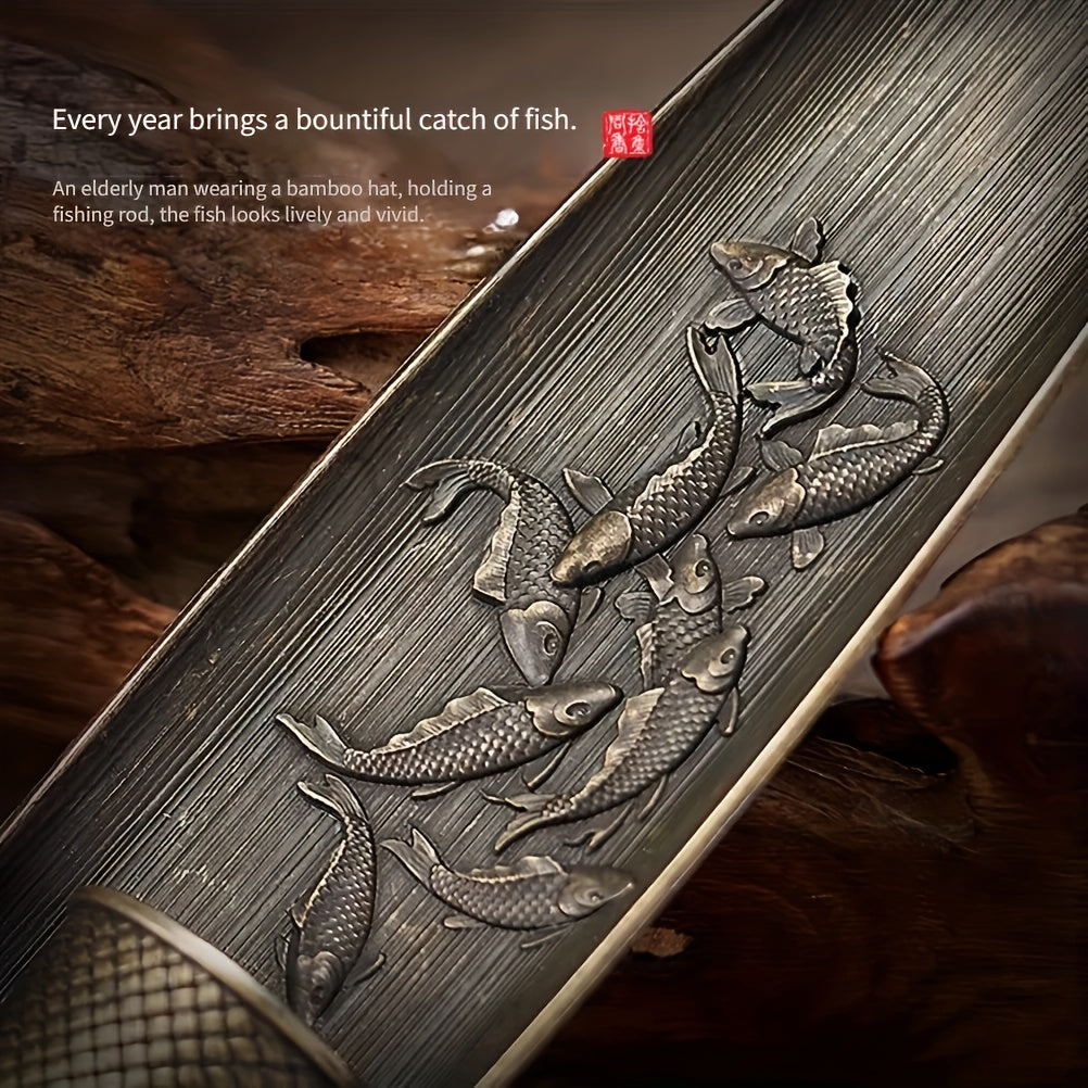 1 Retro Cast Iron Fisherman Incense Holder - Handcrafted Fish Pattern Design, Traditional Aesthetic &amp; Meditation Stove for Home Decor, Durable Metal Relaxation Accessory (No Electricity Needed), Classic Decor Piece, Textured