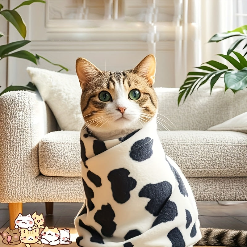 Tissu d’emmaillotage extra-large 79,98 × 79,98 cm pour chats, anti-évasion, toilettage et coupe d’ongles, lavable et durable, design ludique.