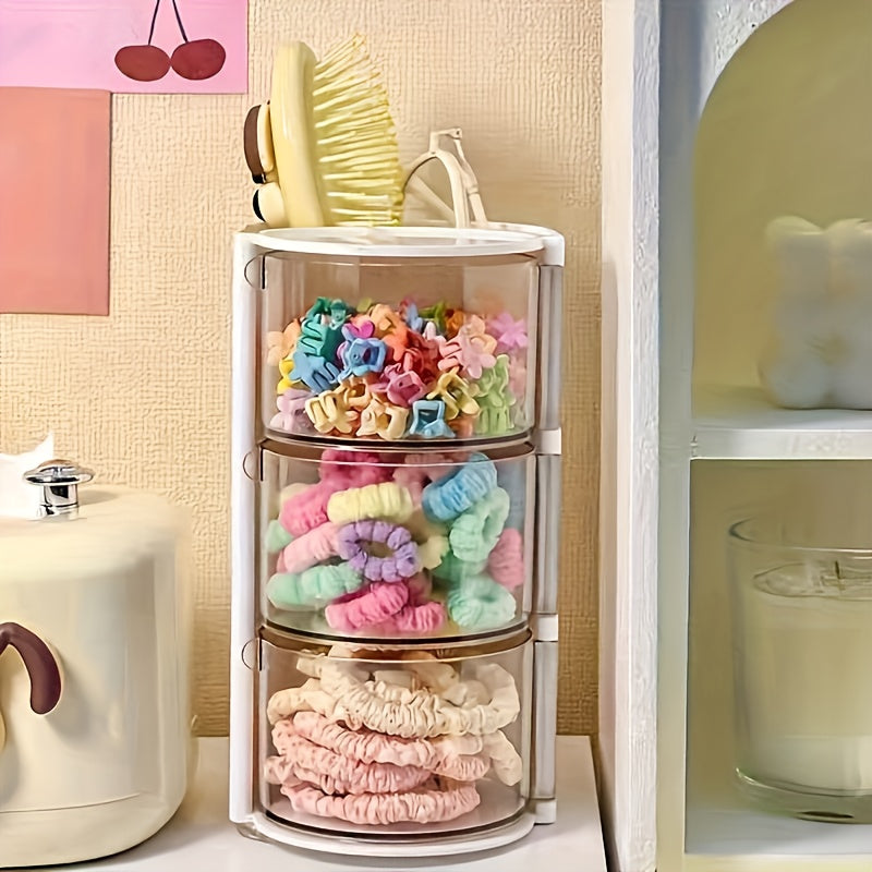 Organisateur rotatif multi‑couches transparent, boîte en plastique anti‑poussière avec compartiments, pour maquillage et accessoires, cadeau idéal.