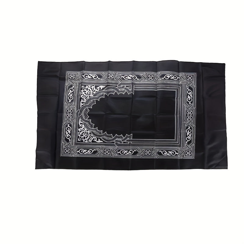 Tapis de prière musulman portable, boussole intégrée, design léger rouge, pratique pour voyage ou maison, cadeau traditionnel pour la prière.