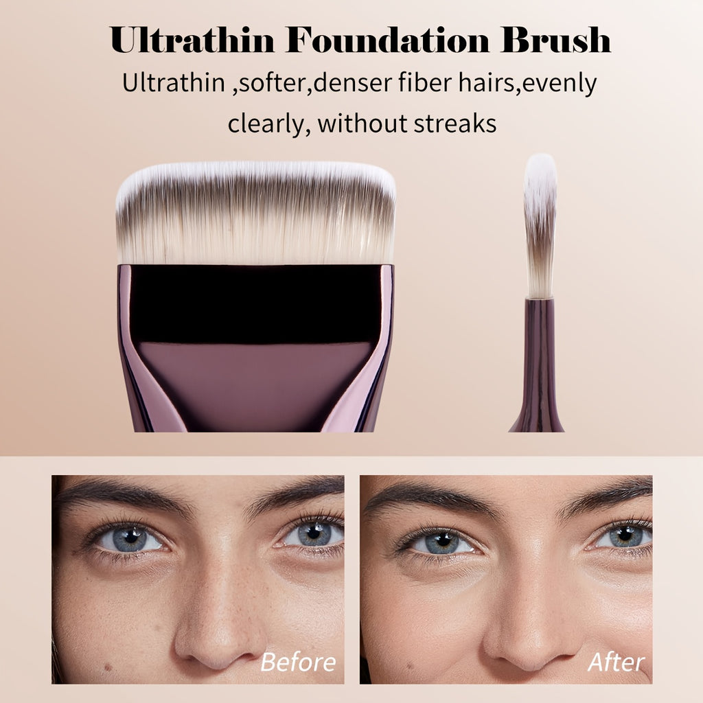 Set MAANGE 3 pièces : pinceaux maquillage aluminium, fond de teint Kabuki, poils doux et épais, débutants, portable et facile à utiliser.