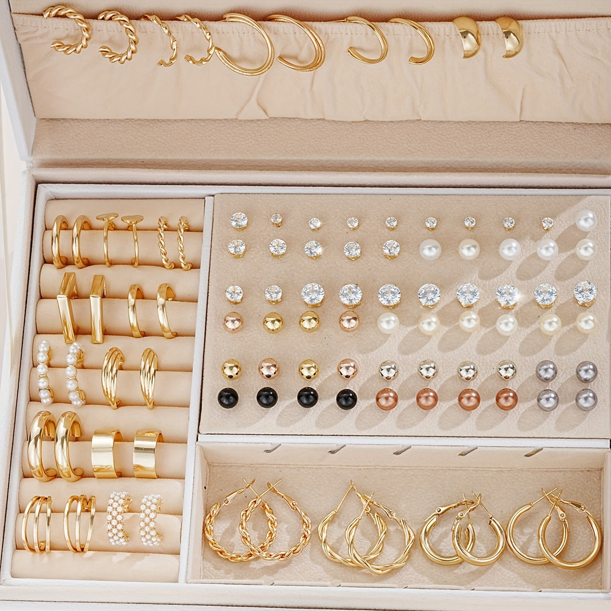 Set de 108 boucles d’oreilles féminines en alliage de zinc avec strass, style élégant et décontracté, idéal cadeau sans boîte.