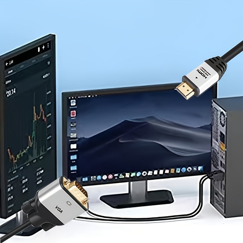 Câble convertisseur HDTV vers VGA 1080p, connecteurs mâles, convertit signal HDTV pour moniteurs, projecteurs ou PC, compatible vidéo haute définition.