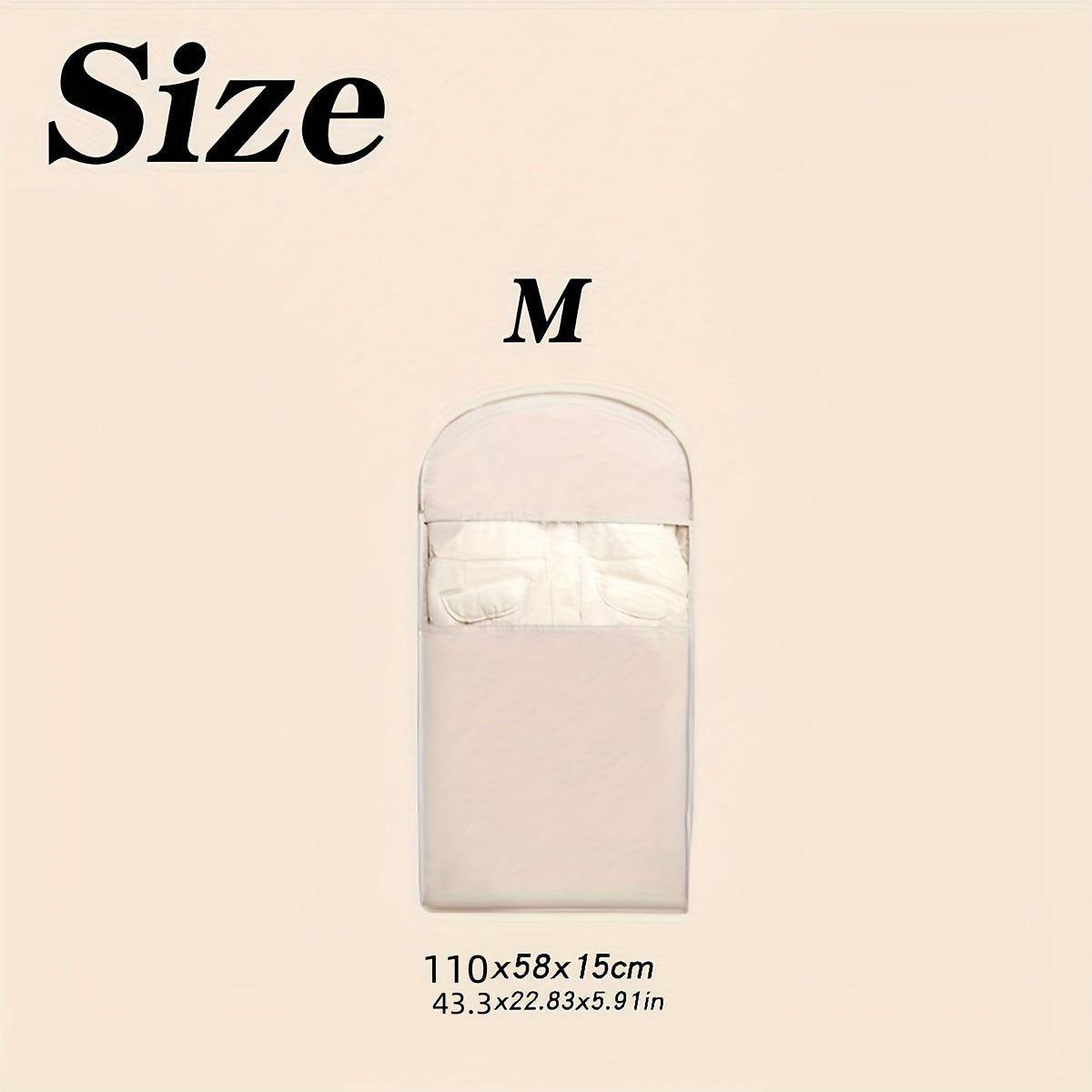 Housse suspendue compressible robuste avec fenêtre transparente, fermeture éclair et gain de place, idéale pour costumes, manteaux et vestes à domicile ou en voyage.