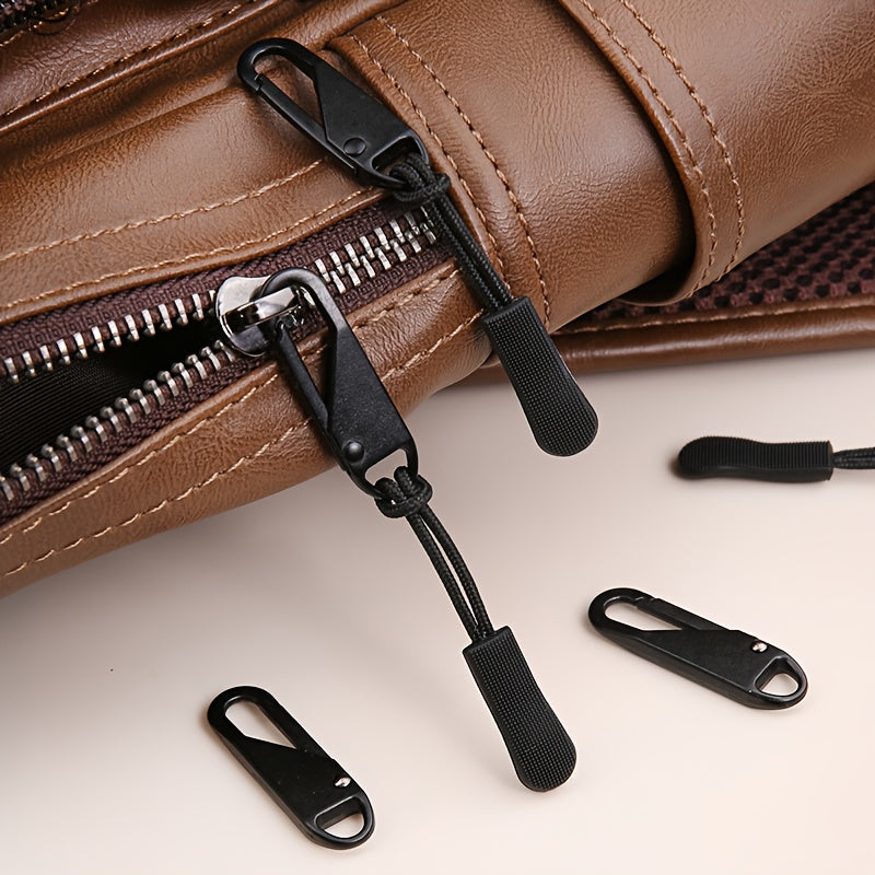 Lot de 41 tirettes de fermeture éclair noires, doubles faces, avec curseur détachable, idéales pour bagages, vêtements, sacs et accessoires outdoor.