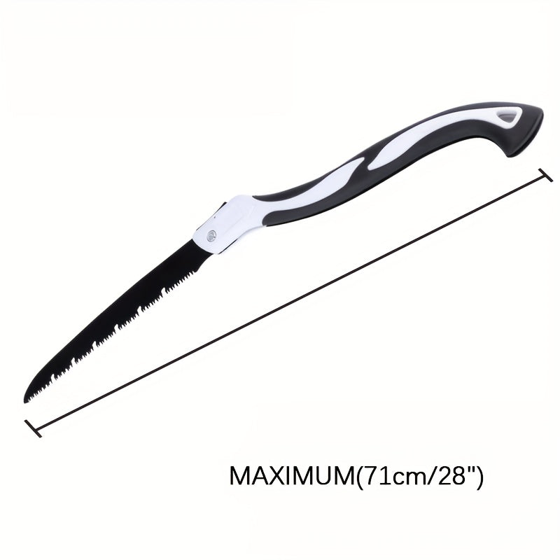 Scie pliante portable, coupe rapide et économique en effort, légère et compacte, idéale pour jardinage, bricolage et activités de plein air.