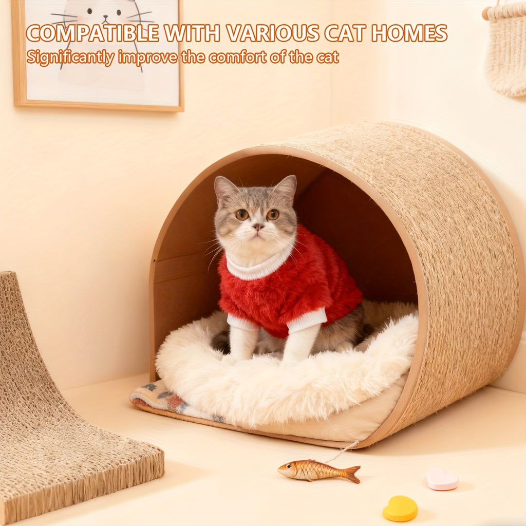 1pc Cozy Plush Sweater Jacket for Small & Medium Cats - Soft Warm Winter Clothes with Tabby/Tortoiseshell Patterns (Pink/Orange/Blue) - Hand Washable All-Season Pet Sweaters, Perfect Christmas Gift for Kittens & Cats