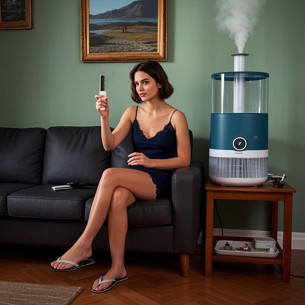 Brosse lissante et peigne USB rechargeable, fonctions lissage et boucle, ions négatifs, anti-brûlure, usage sec/humide, compacte pour voyage.