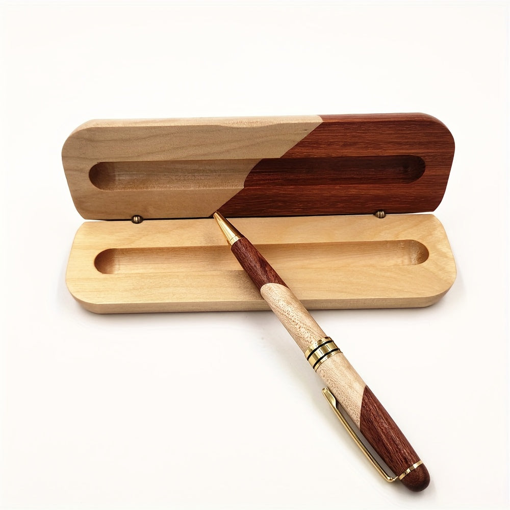 Luxury Handcrafted Wooden Ballpoint Pen Set with Display Case - Elegant Gift for Men &amp; Women, Premium Writing Instrument with Twist Closure