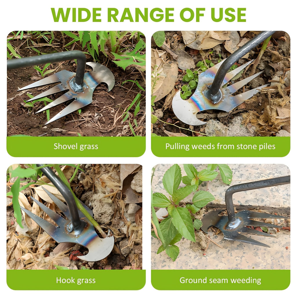 Râteau manuel en métal robuste Construction solide avec dents résistantes pour désherbage profond, plantation, paillage et entretien de massifs et jardins professionnels.