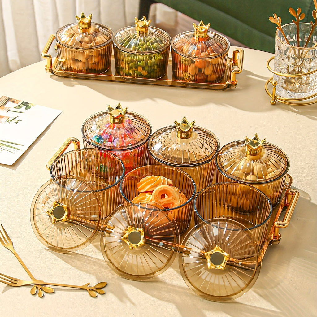 Boîte à bonbons de luxe légère et scellée Rangement élégant pour bonbons, matériau durable, avec plateau, disponible en 3, 4 ou 6 compartiments, parfait pour la maison.