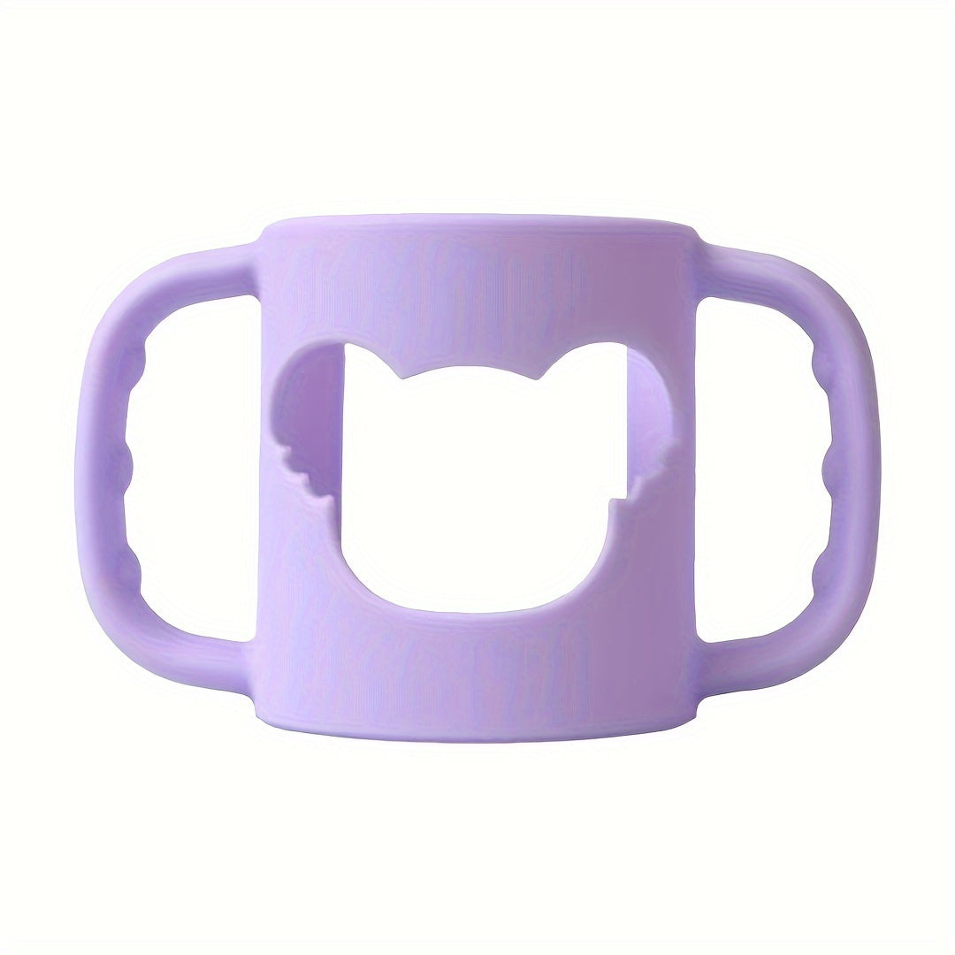 Poignée en silicone pour biberon bébé, motif cartoon, souple et élastique, compatible avec la plupart des col de bouteilles.