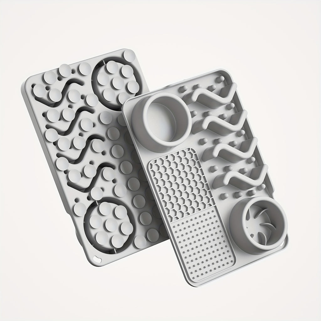 Bol antistress en silicone pour chiens et chats. Bol à quatre sections pour manger lentement, design vague mignon, aide à réduire l'anxiété.