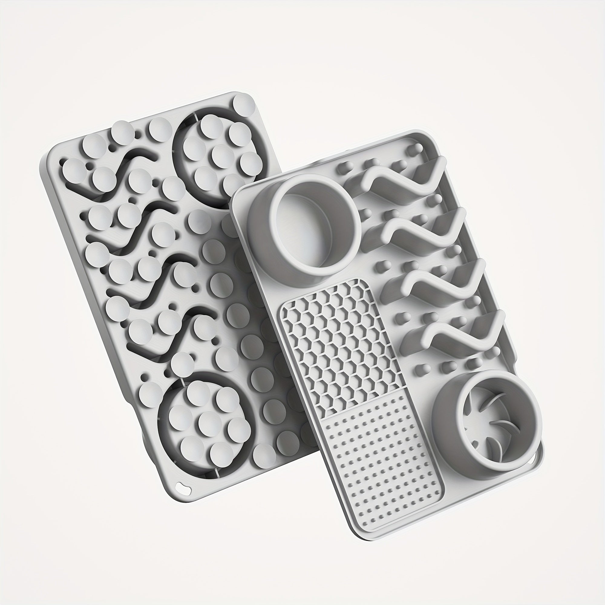 Bol antistress en silicone pour chiens et chats. Bol à quatre sections pour manger lentement, design vague mignon, aide à réduire l'anxiété.