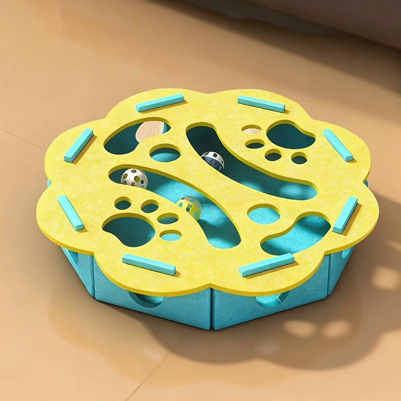 Interactive Cat Toy with Maze Tunnel &amp; Bell Ball - Durable Felt Material, No Batteries Needed, Geometric Design for Indoor Cats, Mental Stimulation &amp; Exercise, All Breeds &amp; Sizes, Cat Toy Interactive, Playful Design, Sturdy C