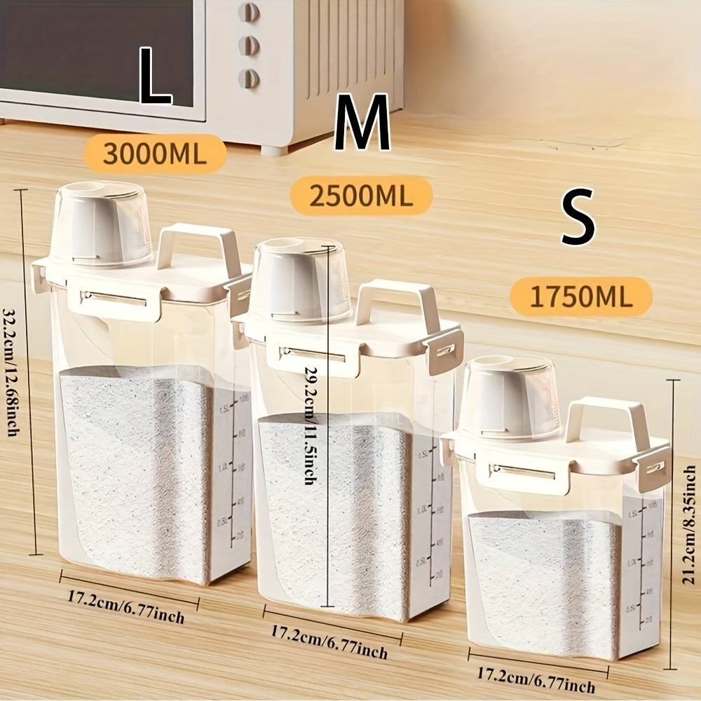 1pc Airtight Pet Food Dispenser Container with Measuring Scoop - Transparent Window, Leakproof & Moisture-Proof, Cute, for Dogs, Cats, Kibble, Wet Food - Countertop or Cabinet Storage Organizer, Modern Kitchen Accessory, Dura