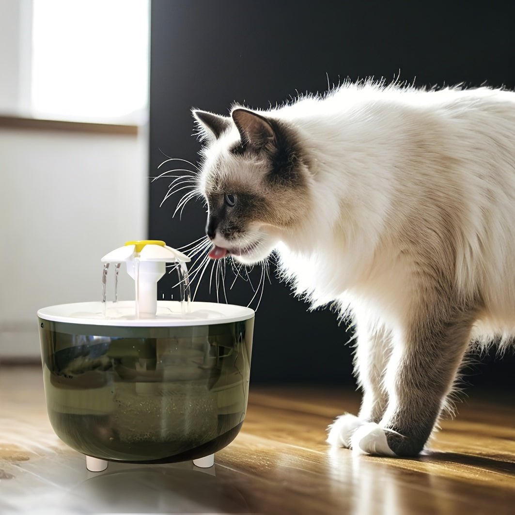 Distributeur d'eau pour animaux en forme de fleur. Fontaine automatique pour chats et chiens, design floral, grande capacité, idéale pour l'hydratation continue.