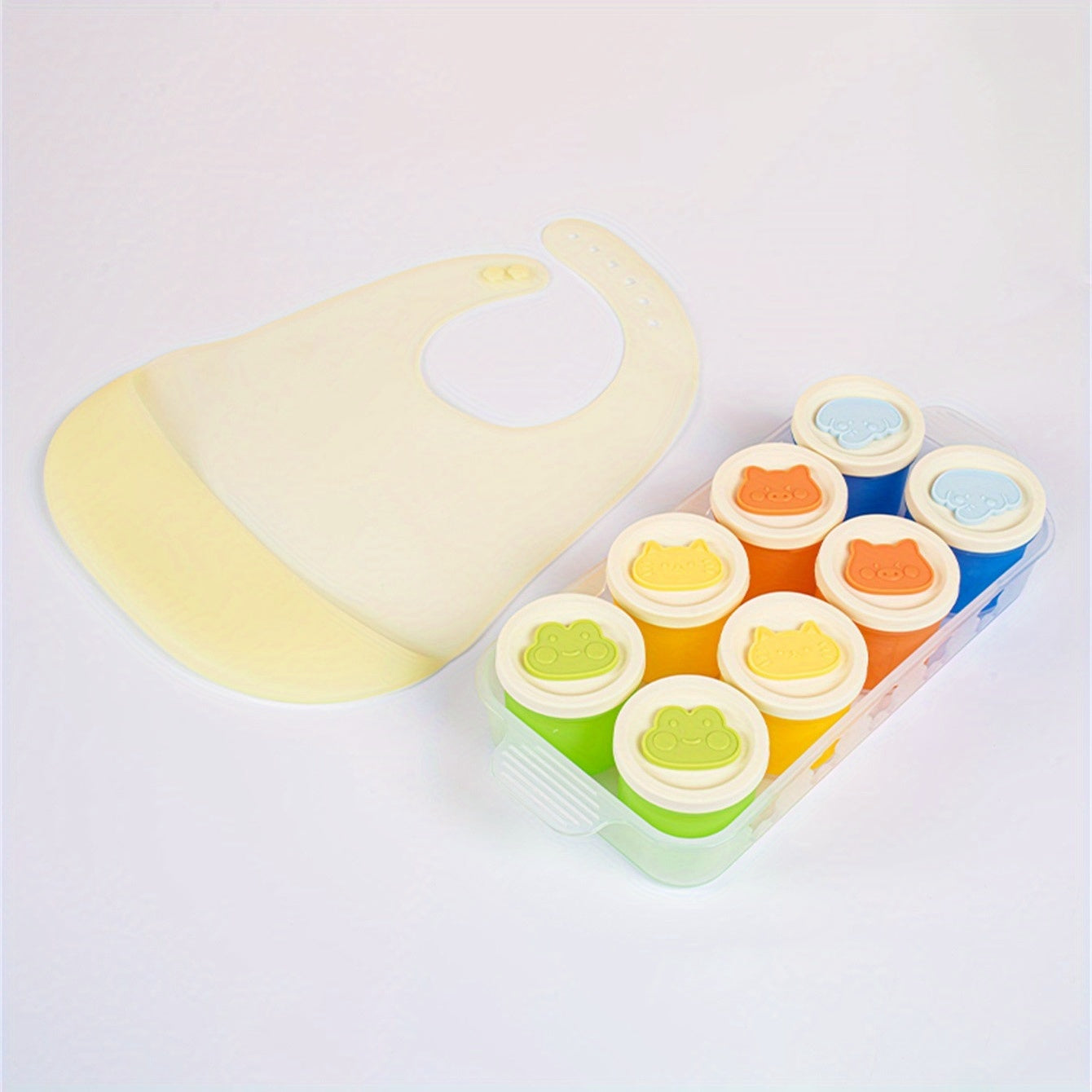 Frozen Food Storage Containers with Lids for Homemade Baby Purees, Vegetables &amp; Fruits, 8-Pack Mini Ice Tray Molds