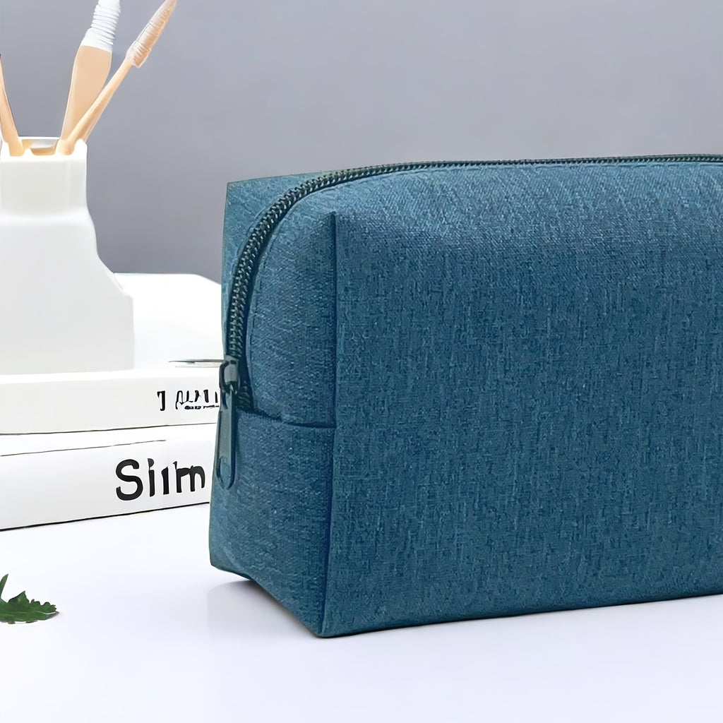 Trousse portable en tissu Oxford cationique – mini sac cosmétique, rangement pratique pour câbles, écouteurs, cosmétiques et petits objets.