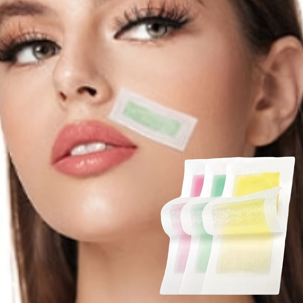 Lot de 20 bandes de cire Waxkiss, pour lèvres, barbe, sourcils et maillot, mélange gentiane et ortie, parfum aloe/rose/citron, usage multi-peaux beige clair.