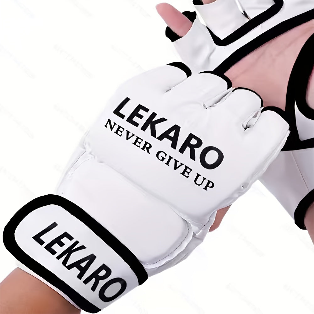 Gants de boxe demi-doigt en PU de haute qualité, idéaux pour adultes, offrant confort et protection, parfaits comme cadeau pour passionnés de boxe.