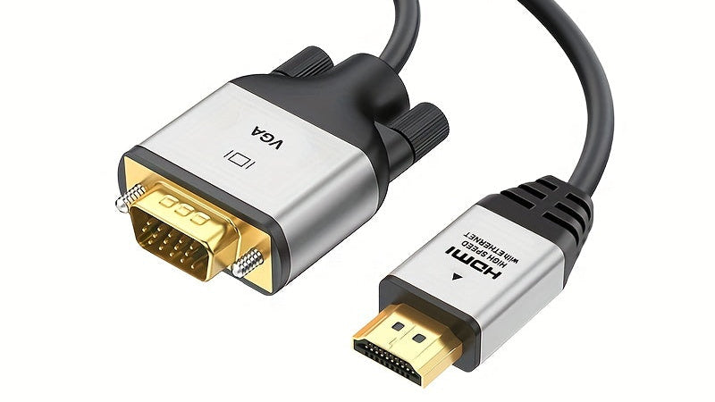 Câble convertisseur HDTV vers VGA 1080p, connecteurs mâles, convertit signal HDTV pour moniteurs, projecteurs ou PC, compatible vidéo haute définition.