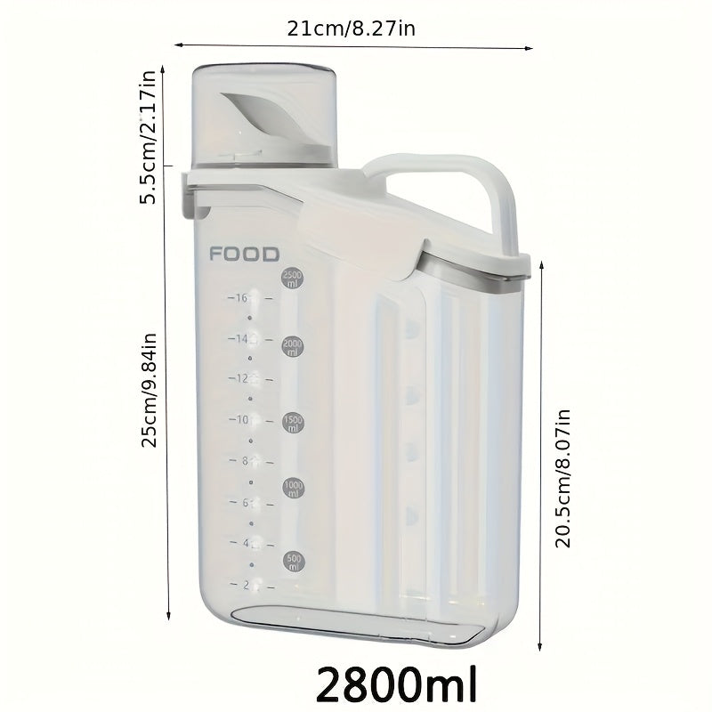 Boîte de stockage alimentaire pour animaux 2-3 kg, hermétique et anti-humidité, avec poignée et mesurette, transparente, pratique pour croquettes.