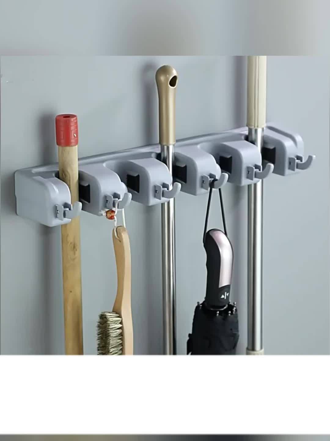 1pc Wall-Mounted Broom and Mop Holder, Garden Tool Organizer for Home Laundry Room, Closet, Shed, Garage Storage, Rust-Resistant Plastic Rack with Hooks for Rake, Shovel, and Mop, Garden Tool Organizer|Wallmounted Holder|Dura