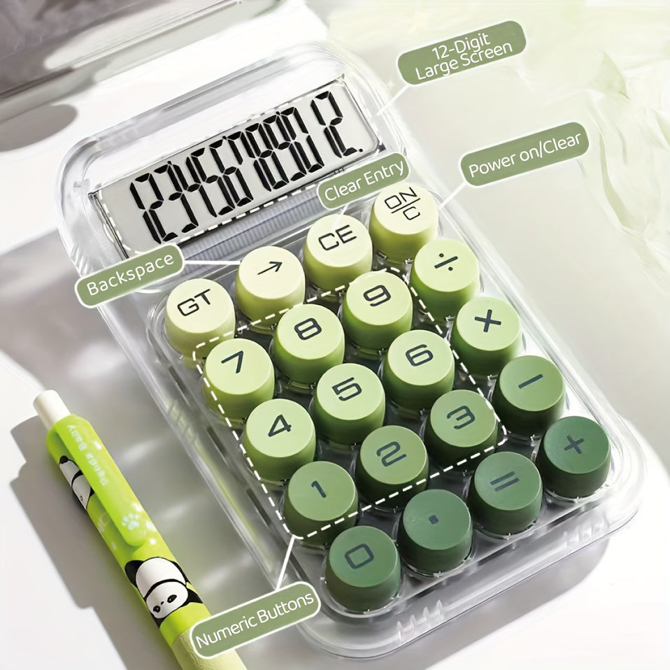 Calculatrice transparente Dopamine avec grand écran 12 chiffres, touches ergonomiques, design compact et durable, idéale pour bureau ou besoins spécifiques.