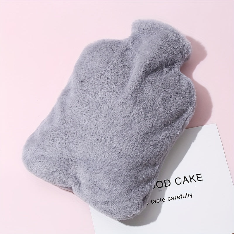 Bouillotte peluche douce avec doublure PVC, soulage cou, dos, épaules, jambes et douleurs menstruelles ; format confortable 500/1000 ml.