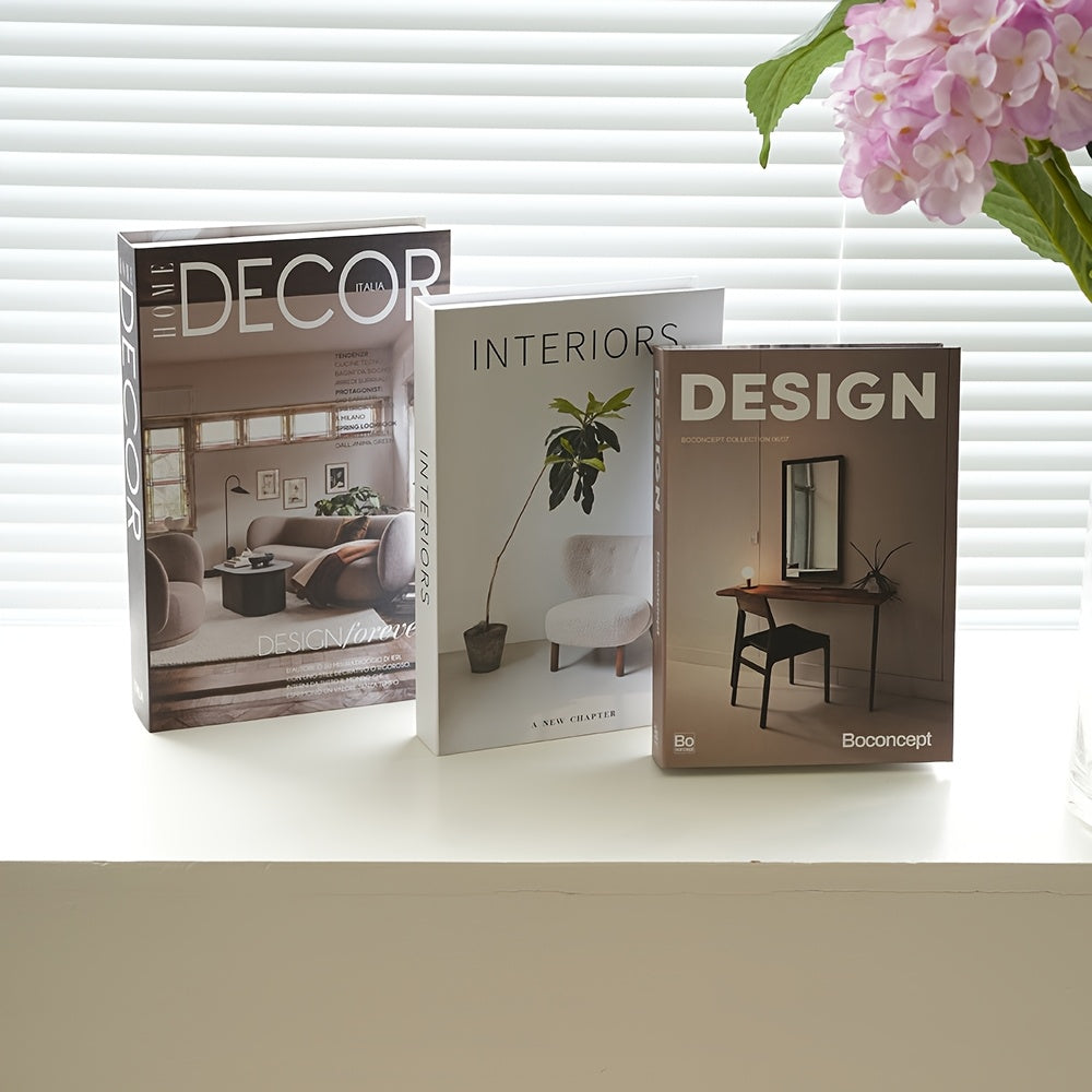 مجموعة كتب دمى ورقية قابلة للتكديس على الطراز الاسكندنافي مكونة من ثلاث قطع، كتب دمى لتزيين رفوف كتب غرفة المعيشة، مجموعة كتب دمى مزخرفة لا تحتاج إلى صيانة.