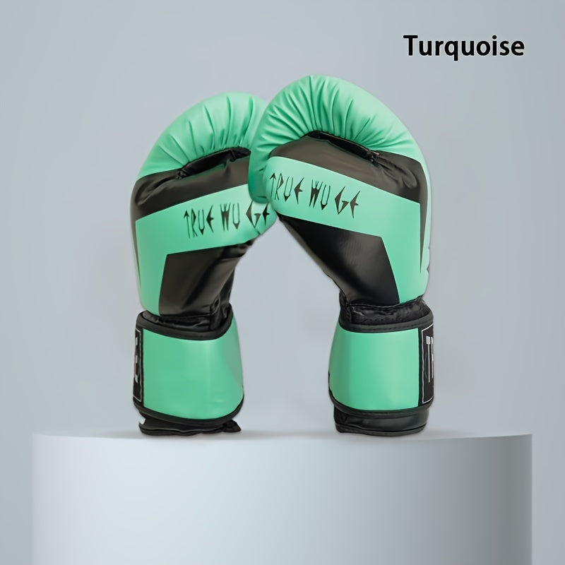 Paire de gants de boxe avec boucle ajustable, rembourrage anti-choc, durables et faciles à nettoyer, conçus pour débutants, novices et professionnels.