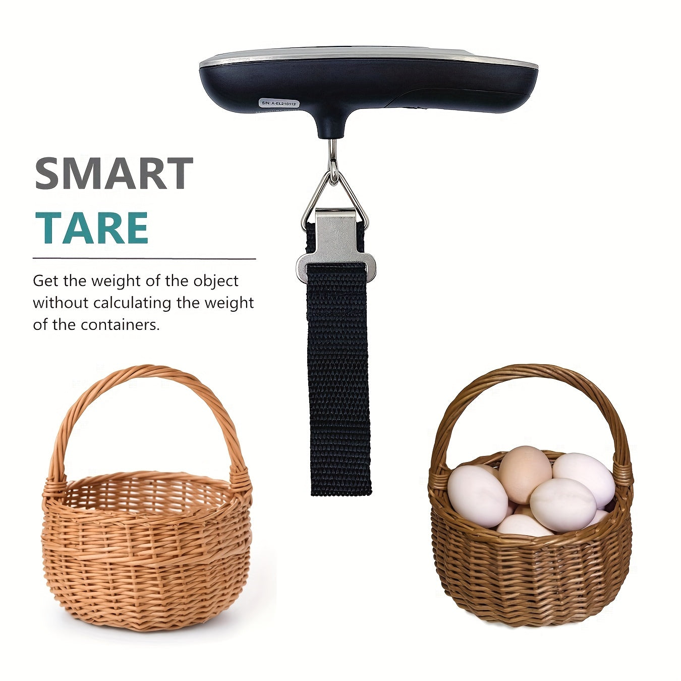 Balance bagages numérique portable, affichage LCD rétroéclairé, capacité 50 kg, crochet pratique, idéale pour peser valises en voyage.