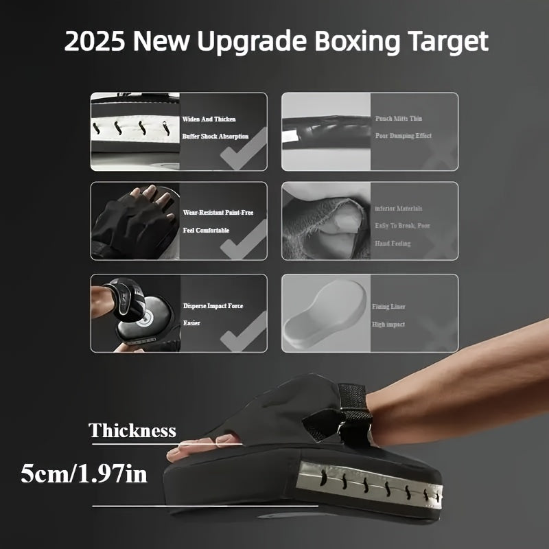 Lot de 2 cibles de frappe ergonomiques en EVA, légères et durables, idéales pour boxe, sanda et taekwondo, faciles à transporter.