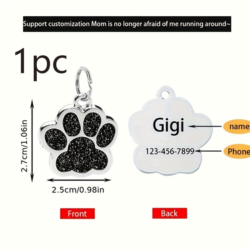 1pc Custom Dog Tag, Personalized Pet ID Plate with Laser Engraving - Durable and Fade-Resistant Cat Paw Tag for Dogs
