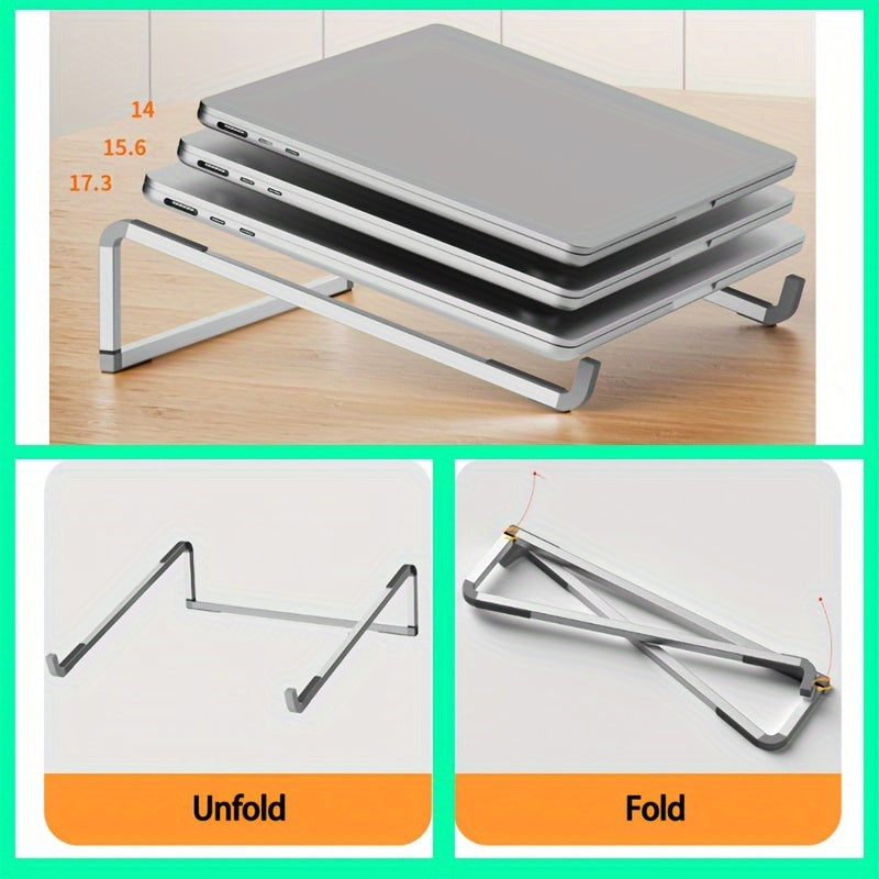 Sleek Aluminum Alloy Laptop Stand - Adjustable, Foldable &amp; Portable, with Sturdy Metal Frame for Desk &amp; Travel Use