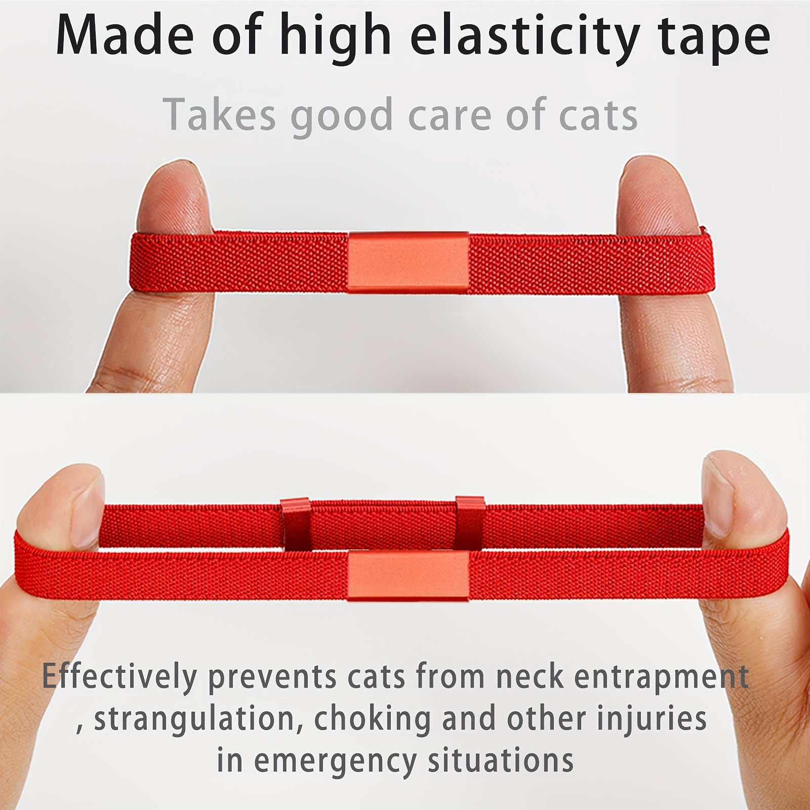 Collier chat personnalisé avec nom, métal robuste, sécurité détachable, léger, extensible, compatible médailles, disponible diverses couleurs.