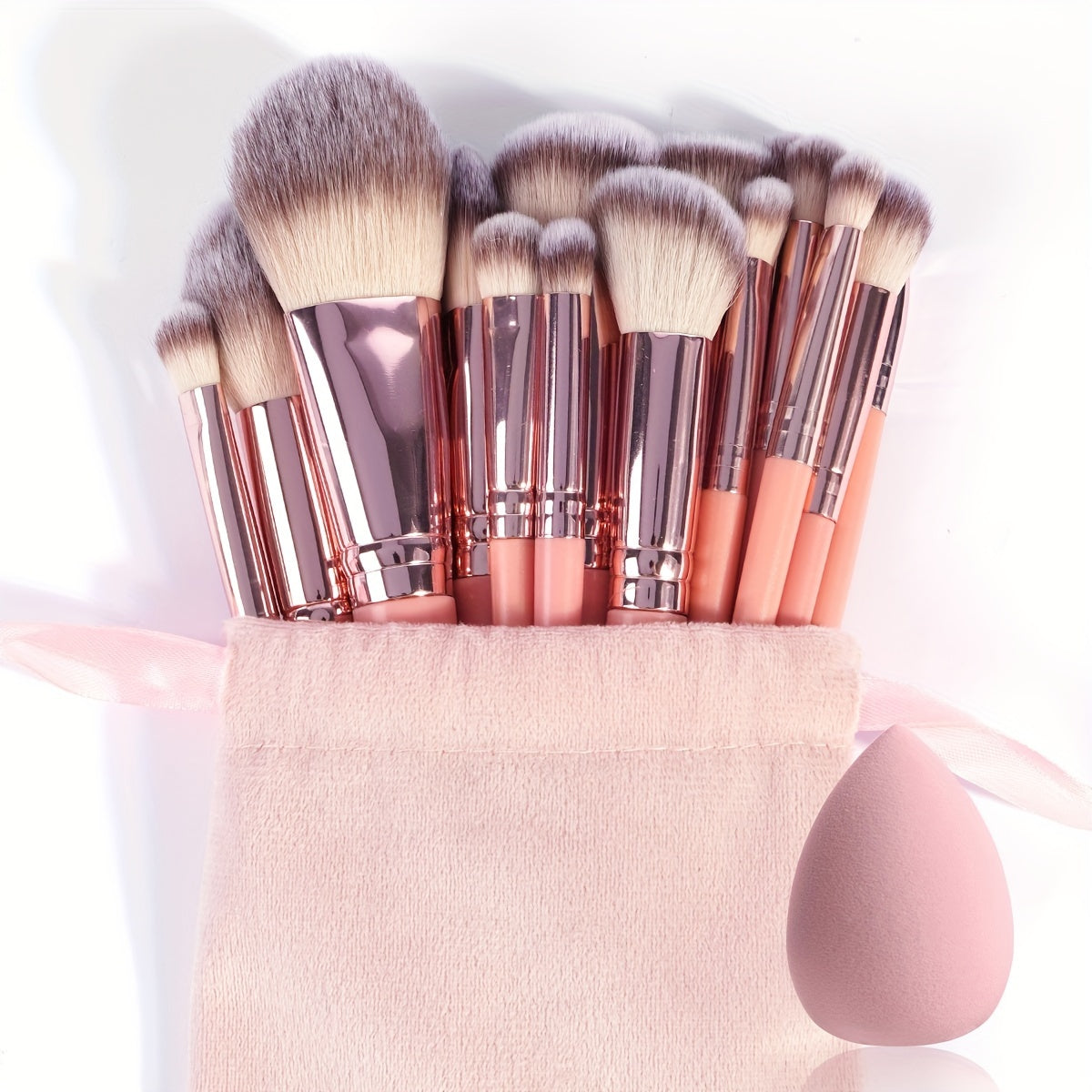 MAANGE 20pcs Professional Makeup Brush Set, Including 18 Makeup Brushes + Flannel Bag + 1 Large Water Drop Makeup Egg, Soft Bristle Makeup Brush, Foundation Brush, Eyeshadow Brush, Blending Brush, Concealer Brush, Eyeliner Brush