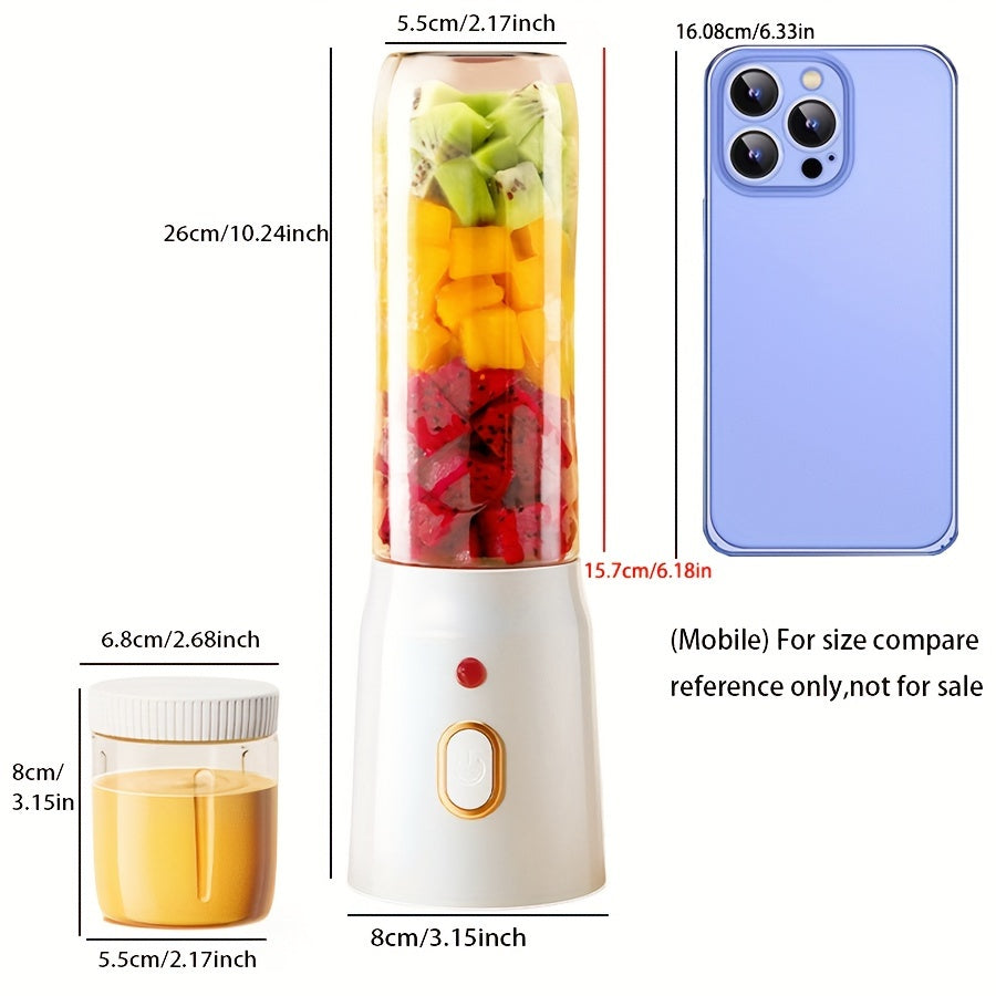 1pc/500ml, Juicer, With 2 Cups, Portable USB Rechargeable Mini Blender Fresh Juicing Cup, Wireless Portable Juicing, Bonus Sports Cup Cover, Personal Size Blender For Smoothies And Shakes, Home Fruit Blender For Kitchen, Home