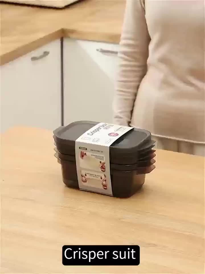 3psc Thickened Transparent Sealed Fresh-Keeping Box Rectangular Freezer Storage Container Plastic Microwave Food Grade Storage Box