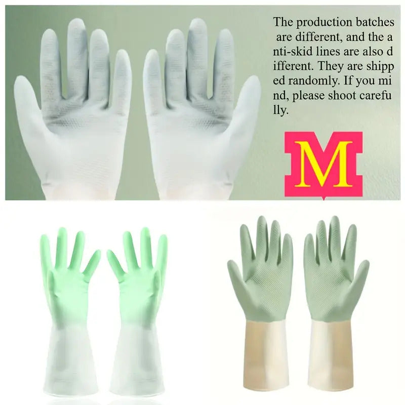 Thick Waterproof Latex Kitchen Gloves - Beige and Mint Green, Non-Slip Grip for Dishwashing, Cleaning, and Household Use, Ideal for Kitchen, Bathroom, and Living Areas, Cleaning Gloves | Ergonomic Gloves | Durable Rubber Glove