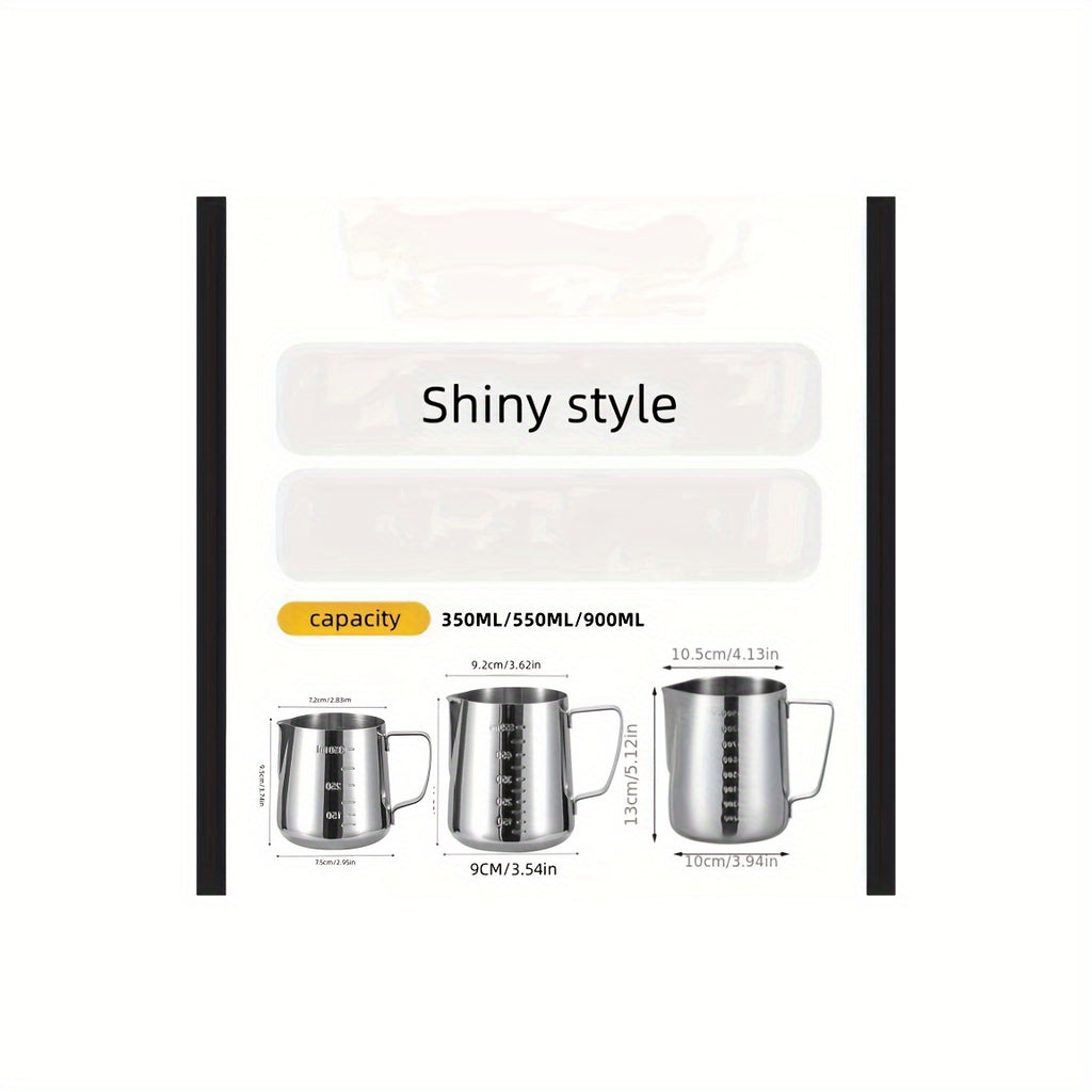 Stainless Steel Milk Frothing Pitcher with Measurement Marks - Perfect for Latte Art &amp; Coffee Decorations, Ideal for Home and Commercial Use