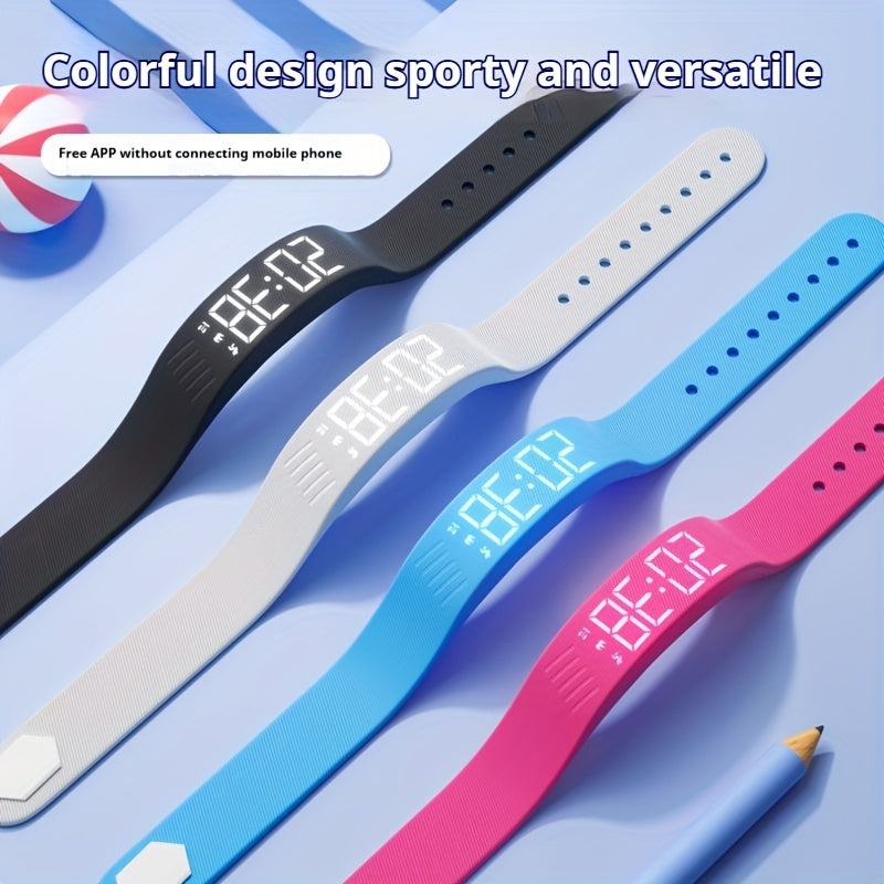 Montre électronique unisexe multifonction, bracelet silicone doux, alarme, podomètre, calories, design sportif et tendance, idéale cadeaux et toutes occasions.