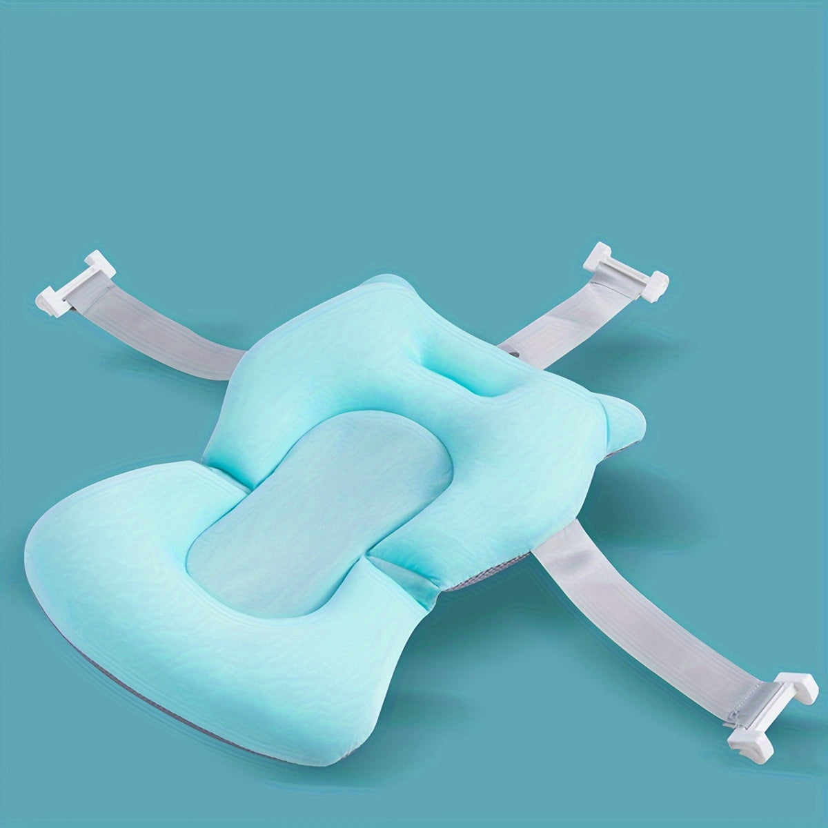 Tapis de bain flottant pour bébé en forme d’ours, coussin respirant avec sangles ajustables, confortable et pratique pour bain mains libres.
