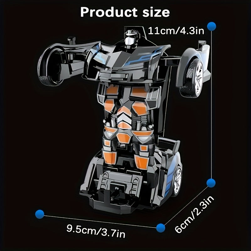 Jouet voiture robot transformable, activation par collision, propulsion inertielle, plastique ABS, détails réalistes, cadeau idéal pour enfants à Noël.