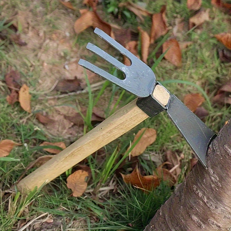 13.78-Inch Dual-Sided Garden Hoe | Durable Cast Iron Hoe with Ergonomic Non-Slip Handle | Floral Planting &amp; Vegetable Weeding Tool | Heavy-Duty Home Gardening Tool Set