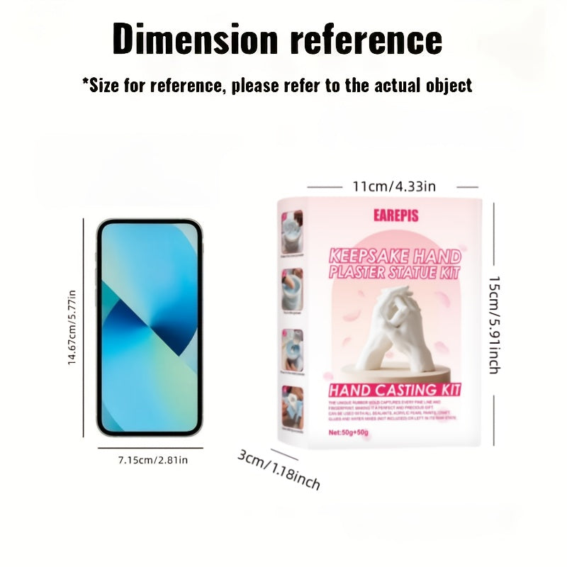 Kit de moulage de main 3D, DIY pour couples, amis ou famille, avec poudre, papiers abrasifs et accessoires, cadeau créatif parfait.